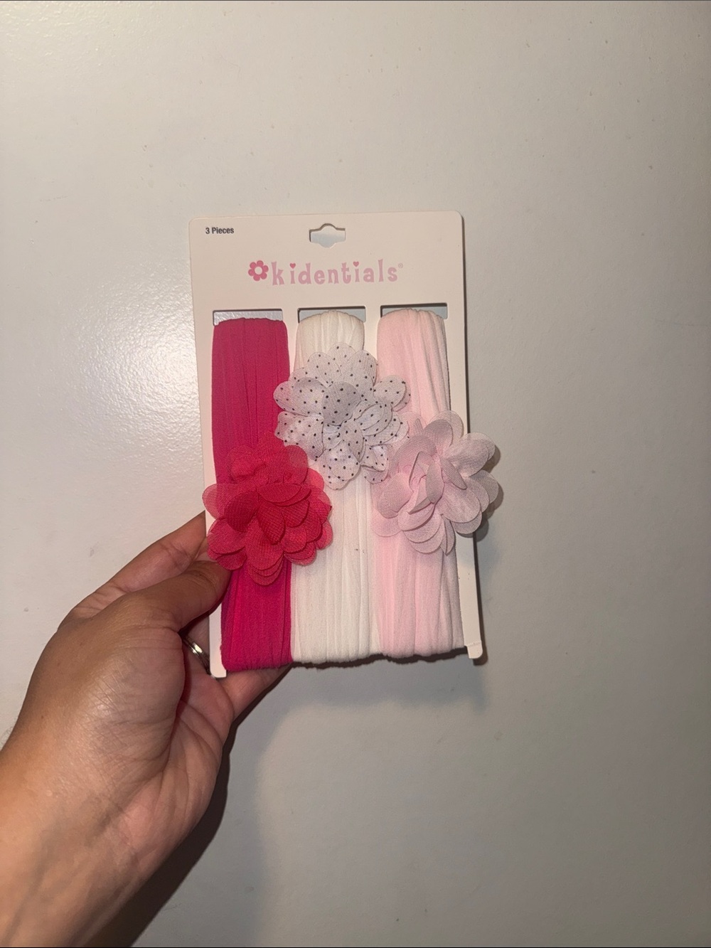 Cat & Jack Girls 3-Pack Flower Stretch Headbands - Hot Pink, White, Light Pink